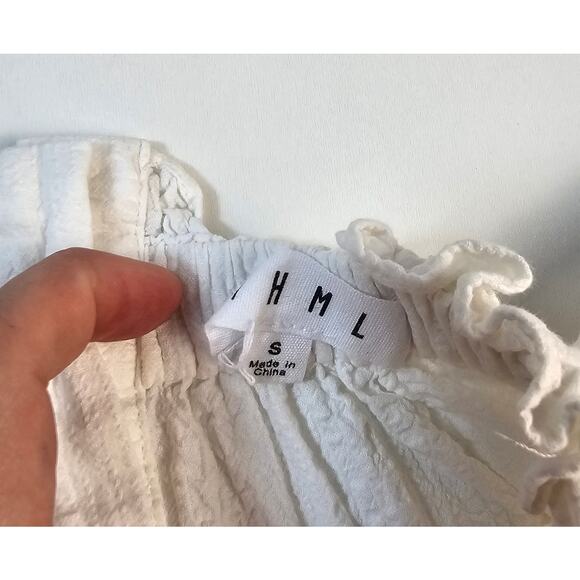 THML guaze lined puff embroidered peasant statement top sz S EUC cottagecore - Picture 4 of 7